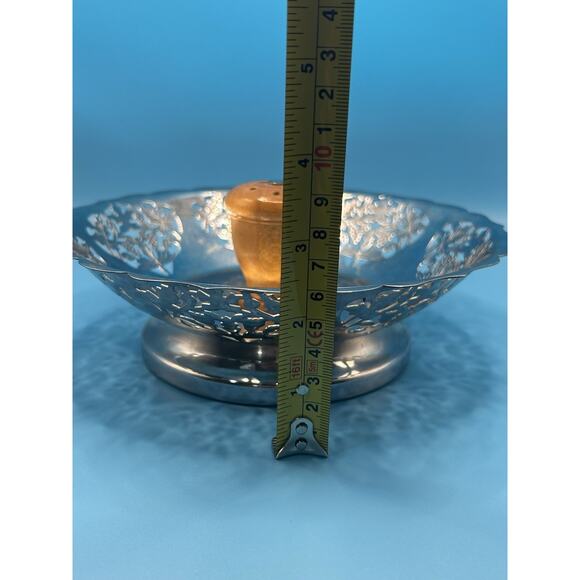 Vintage Krome Kraft Farber Bros Aluminum Nut Bowl Intricate Nut Cracker - Picture 8 of 8